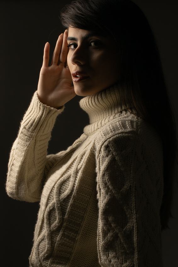 Retrato em estúdio com luz lateral